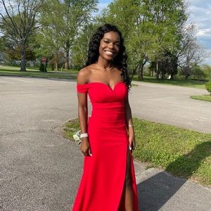 Red Off-The-Shoulder Prom Dress
